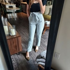 Striped tie waist pant